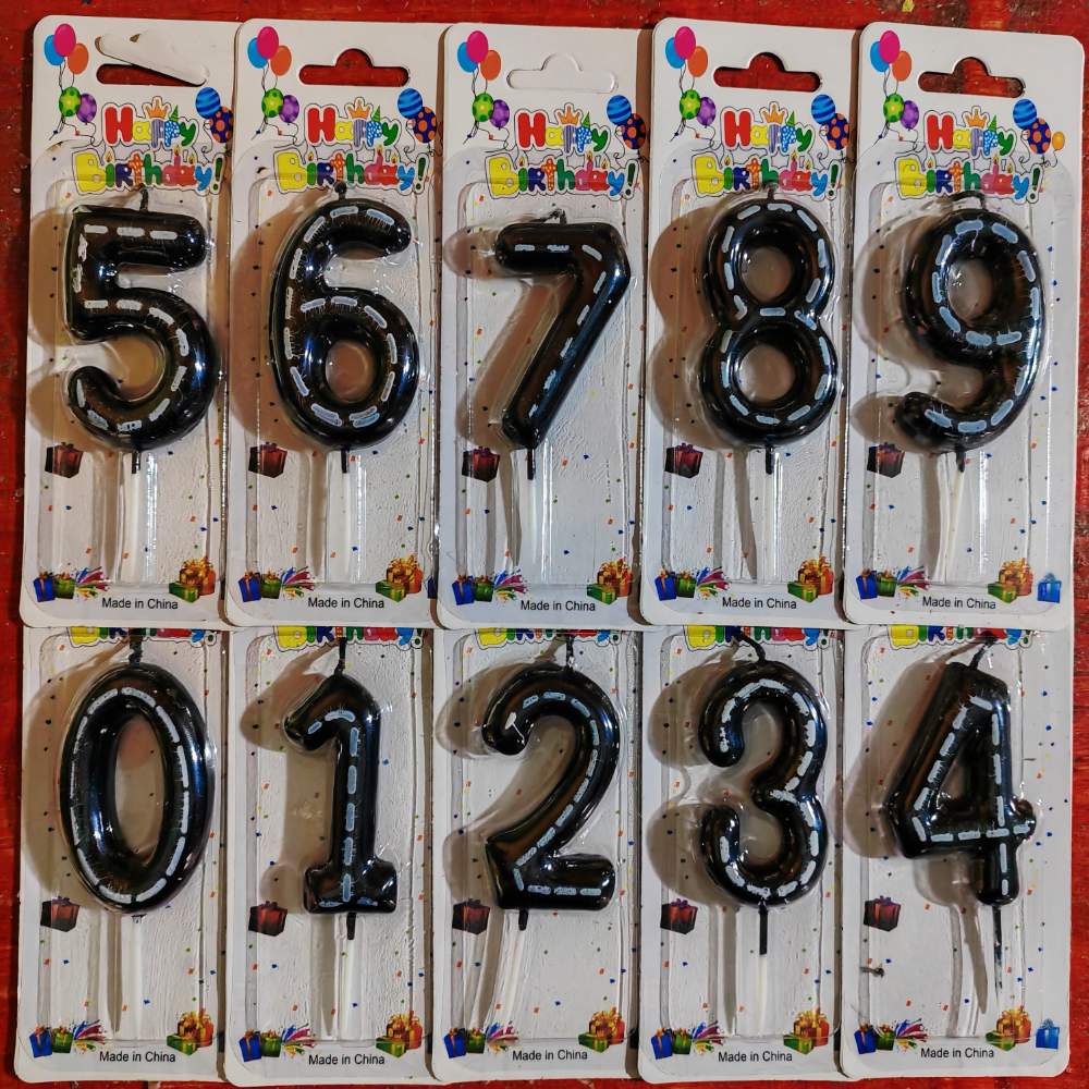 Number Birthday Candles Black Balloon-Style Number Birthday Candle