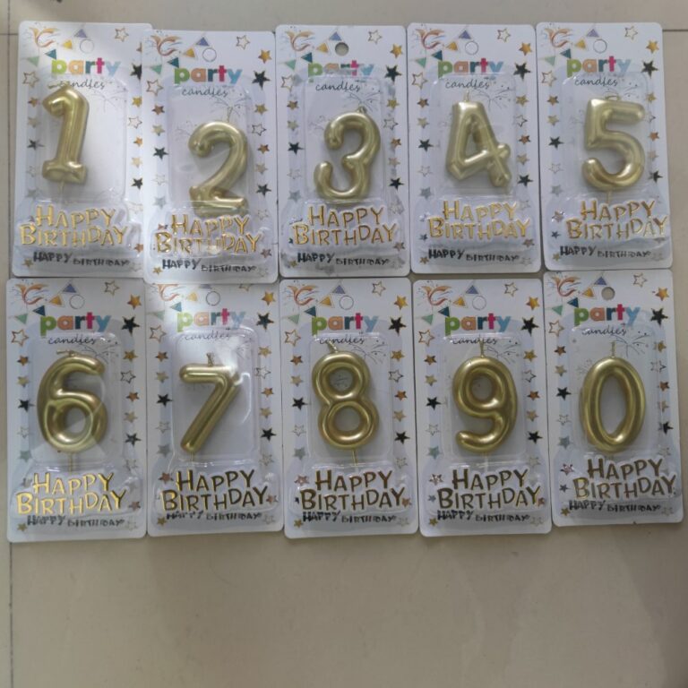 Number Birthday Candles Metallic Gold Balloon Number Candle with Happy Birthday Topper
