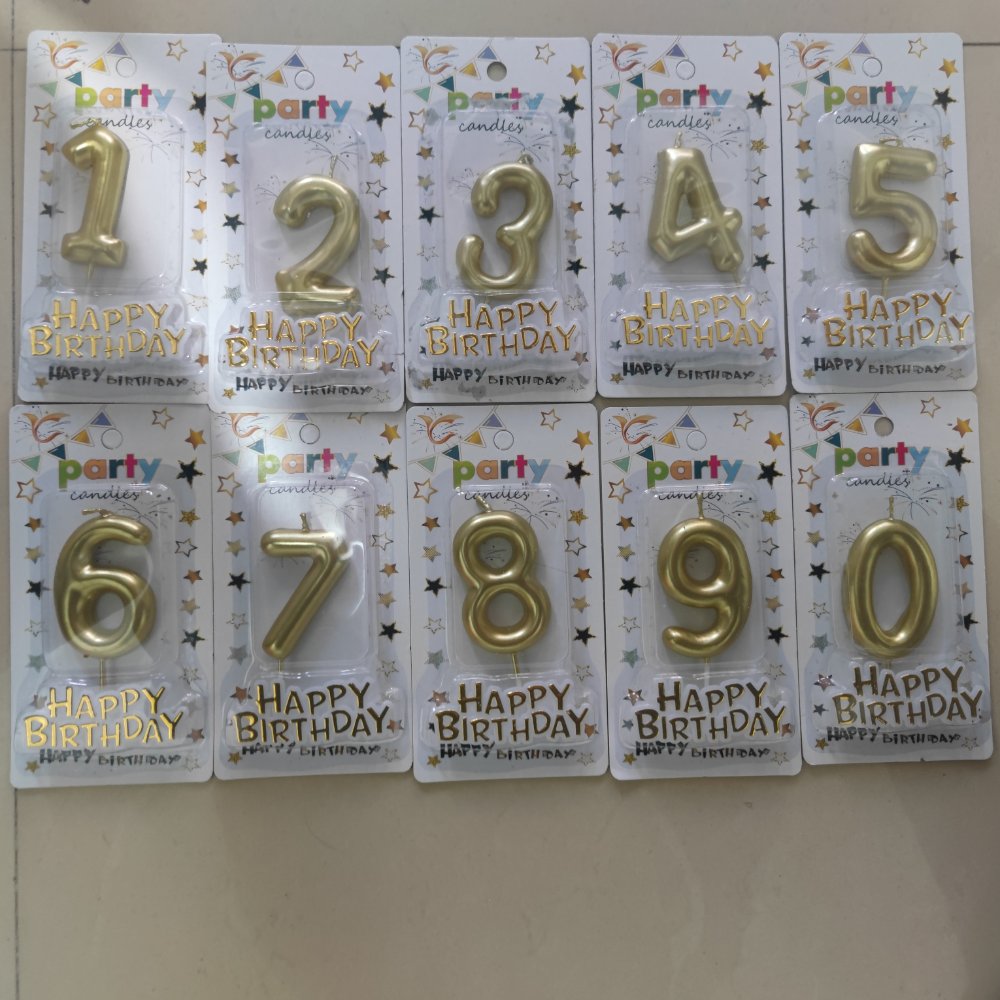 Number Birthday Candles Metallic Gold Balloon Number Candle with Happy Birthday Topper