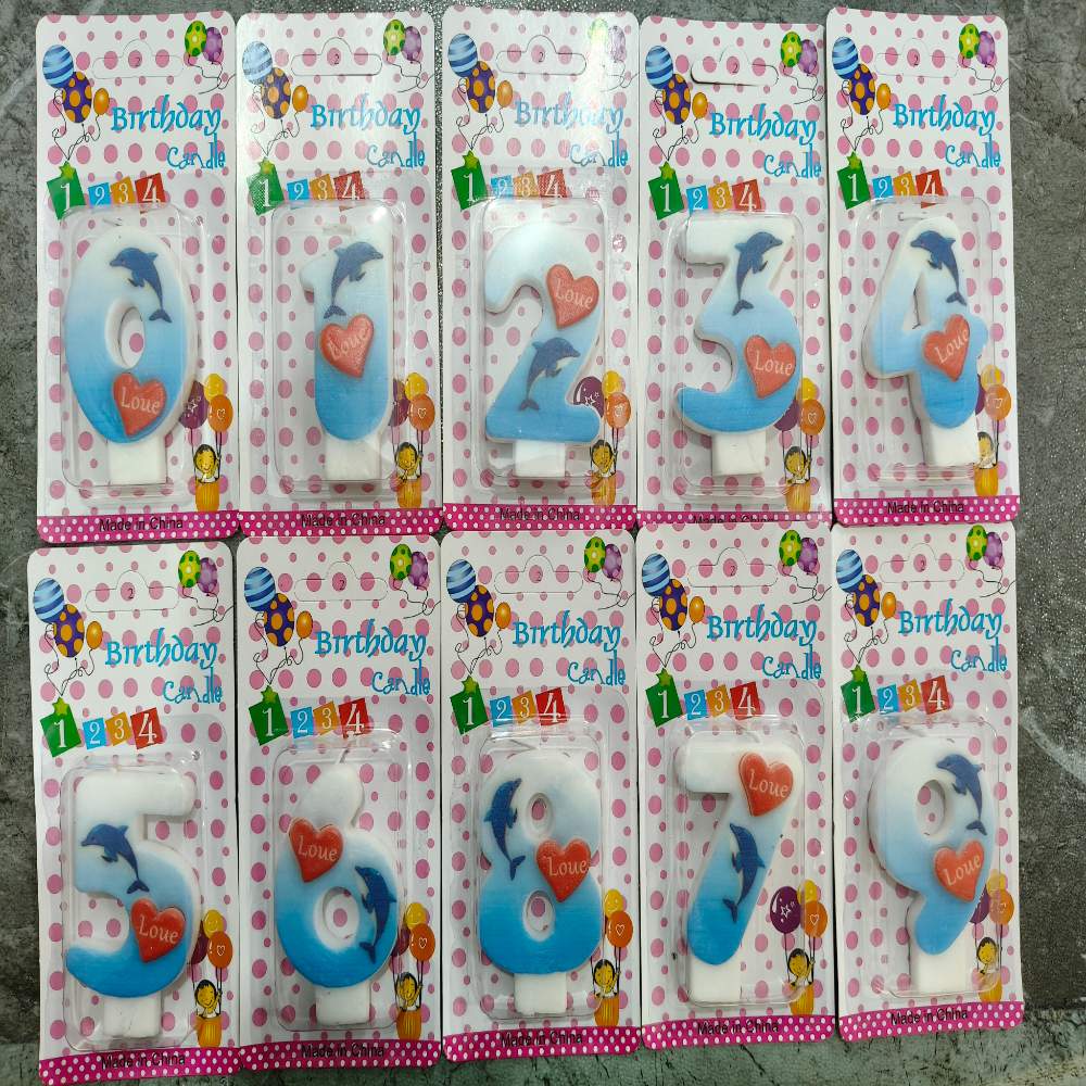 Number Birthday Candles Dolphin & Heart Number Birthday Candle