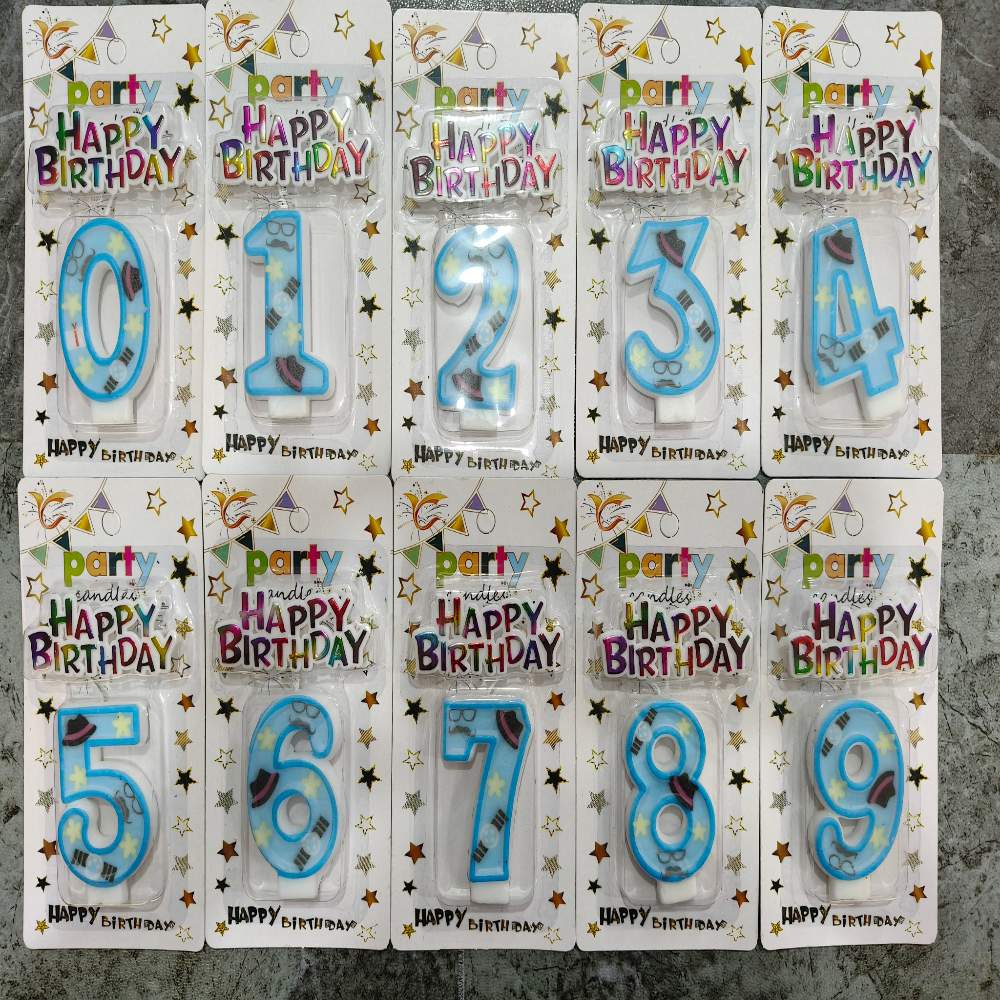Number Birthday Candles Gentleman Hat & Mustache Number Candle Set with Happy Birthday Topper