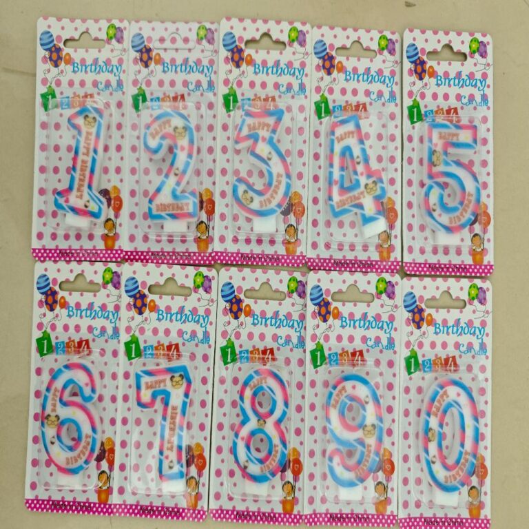 Number Birthday Candles Pink & Blue Stripe Bear Number Birthday Candle
