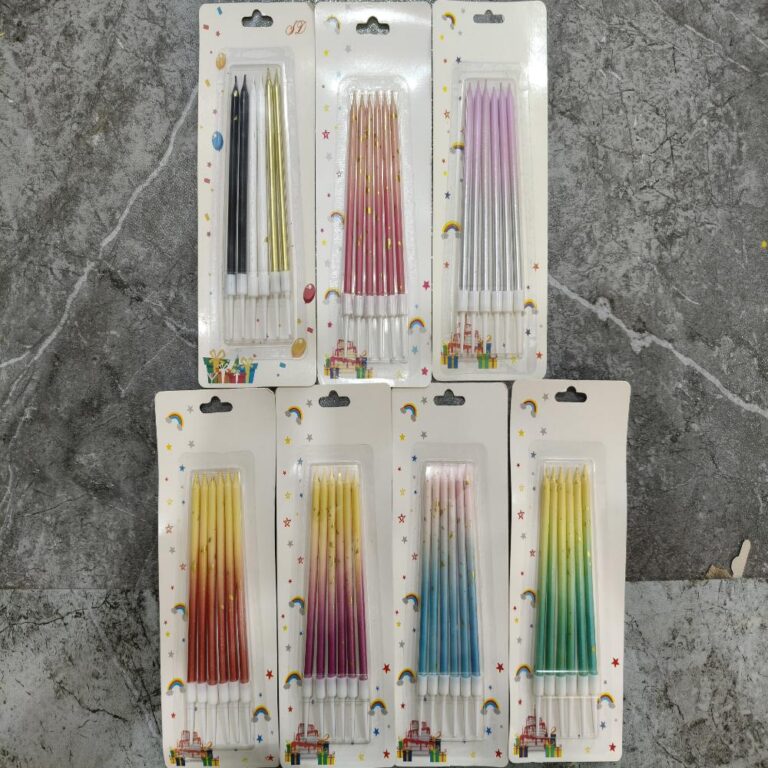 Long Stick Birthday Candles 6-Piece Gradient Glitter Long Pencil Birthday Candle Set
