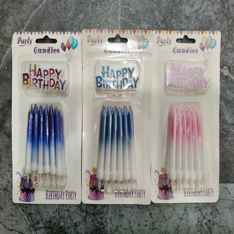 Long Stick Birthday Candles Gradient Birthday Candle Set with Happy Birthday Topper