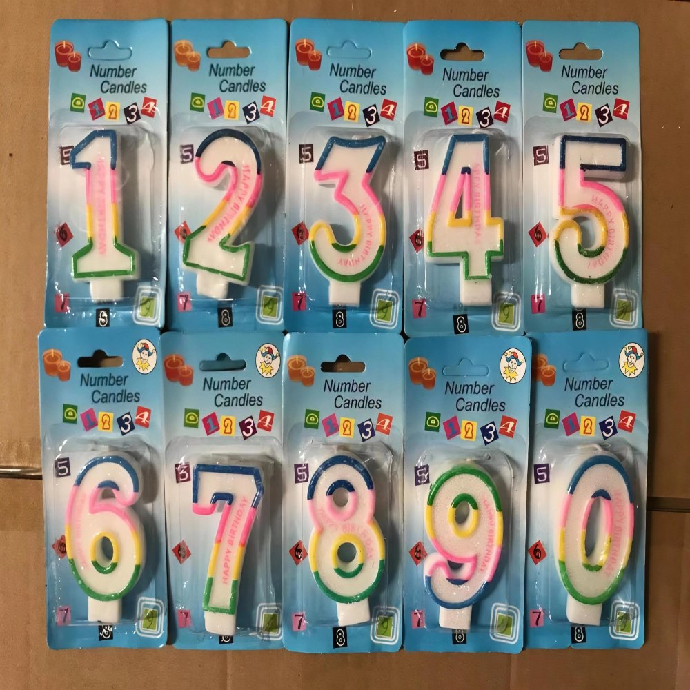 Number Birthday Candles Color-Edged English Number Birthday Candle