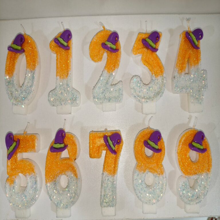 Number Birthday Candles Halloween Witch-Hat Two-Tone Glitter Number Candle