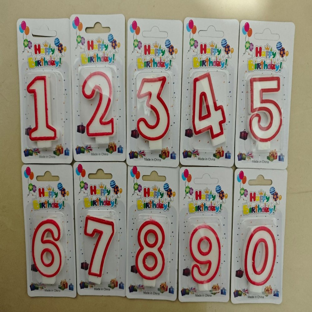 Number Birthday Candles Red-Edged Minimalist Number Birthday Candle