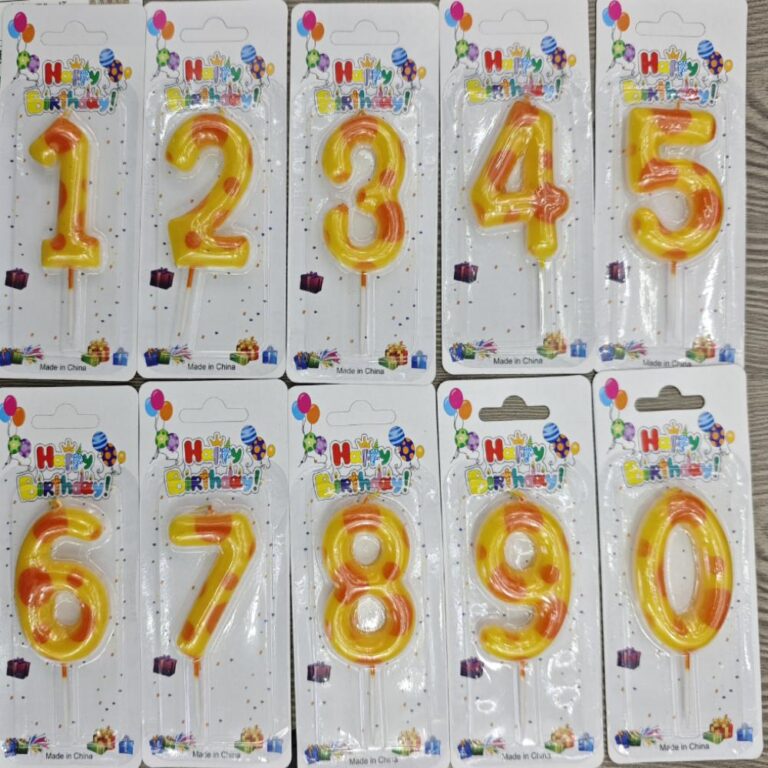 Number Birthday Candles Yellow-Orange Polka-Dot Cheese-Style Number Candle