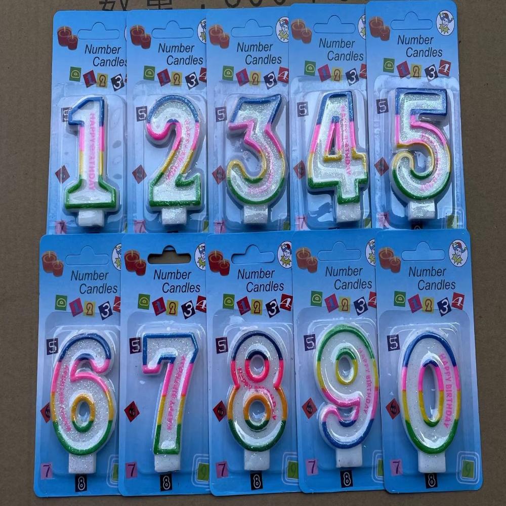 Number Birthday Candles Glitter-Edged Number Birthday Candle